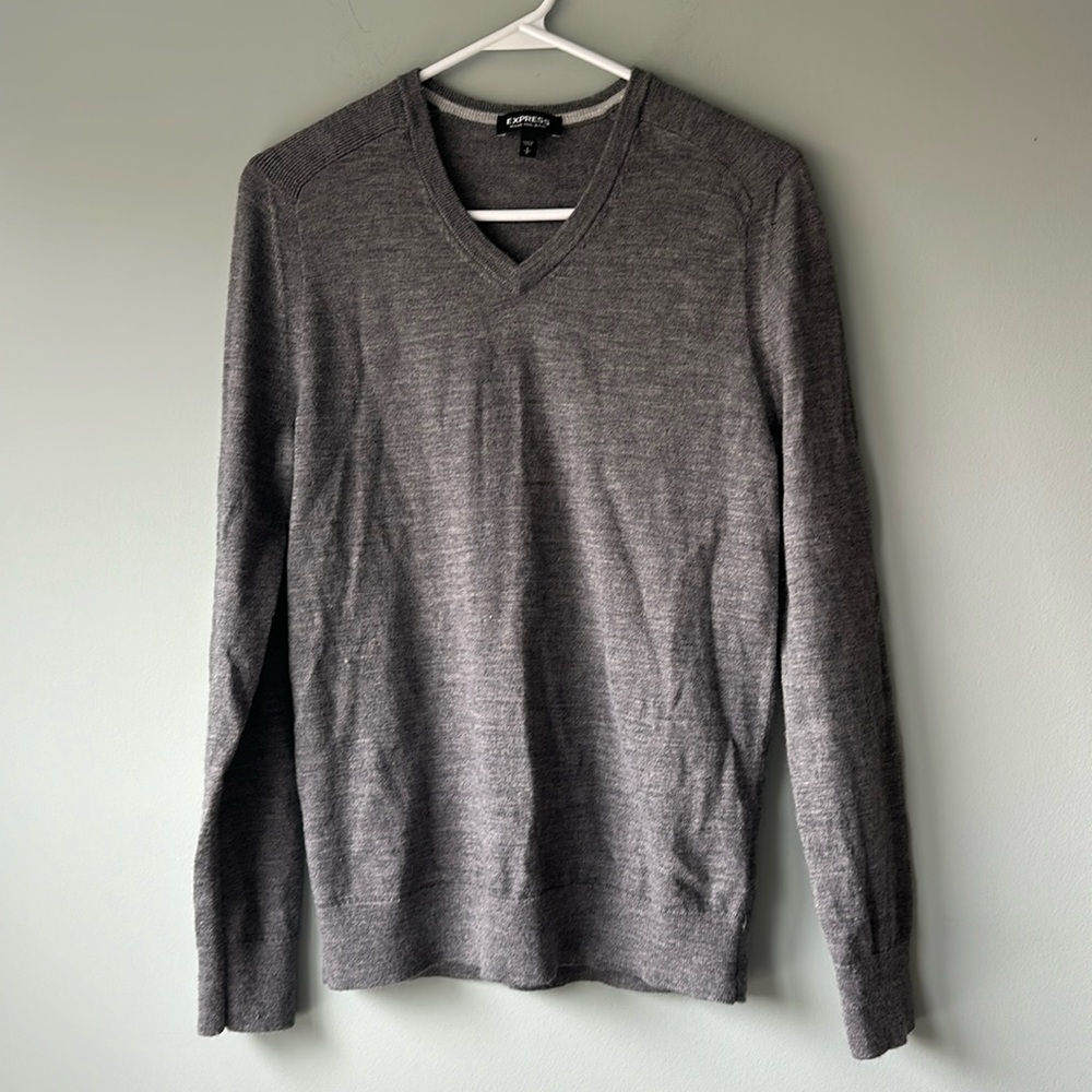 Xpress men’s gray merino wool blend sweater small